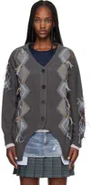 Andersson Bell Gray Gartered Argyle Cardigan In Gray
