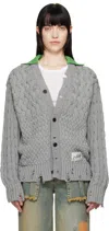 Andersson Bell Gray Green Collar V-neck Cardigan In Grey