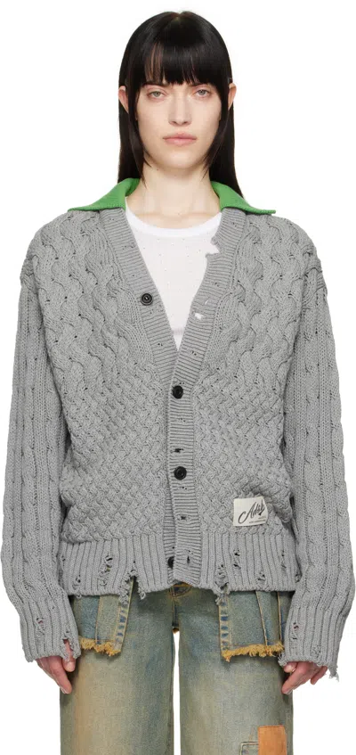 Andersson Bell Gray Green Collar V-neck Cardigan In Grey