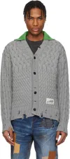 Andersson Bell Gray Green Collar V-neck Cardigan In Grey