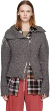 Andersson Bell Gray Harlow Damaged Knit Jacket In Gray