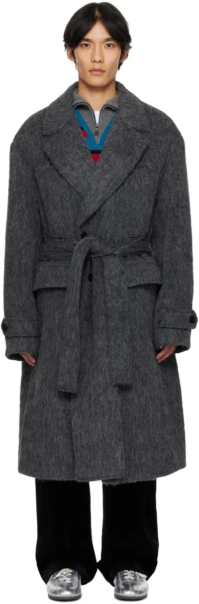 Andersson Bell Gray Mattia Shaggy Wool Robe Coat