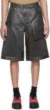 Andersson Bell Gray Sunbird Faux-leather Shorts In Grey