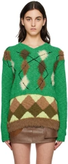 Andersson Bell Green Argyle Sweater In Green