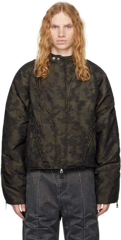 Andersson Bell Green Camouflage Lace-up Padded Jacket