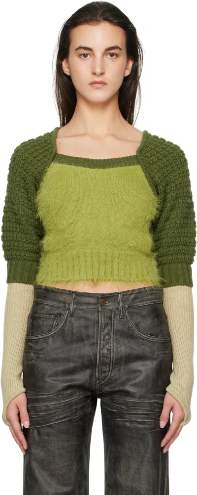 Andersson Bell Green Furry Chunky Knit Sweater