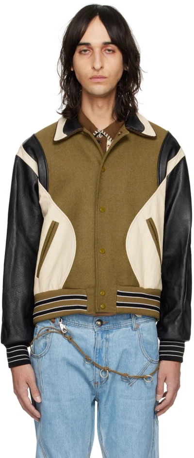Andersson Bell Green Robyn Leather Jacket In Olive