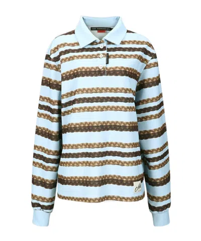 Andersson Bell Hair Braid Stripe Polo In Blue
