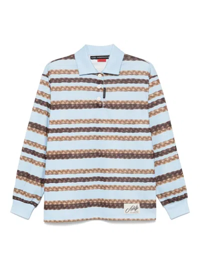 Andersson Bell Hair Braid-stripe Polo Top In Blue