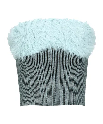 Andersson Bell Hairy Knit Tube Top In Blue