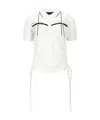 Andersson Bell White Halter String Piqué Polo In White