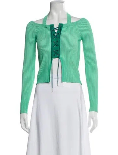 Pre-owned Andersson Bell Halterneck Long Sleeve Top In Green