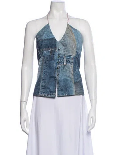 Pre-owned Andersson Bell Halterneck Sleeveless Top In Blue