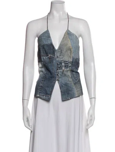 Pre-owned Andersson Bell Halterneck Sleeveless Top W/ Tags In Blue
