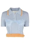 Andersson Bell Contrasting-border Knitted Pollo Shirt In Blue