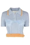 Andersson Bell Hayes Cropped Knit Top With Baby Collar In Blue