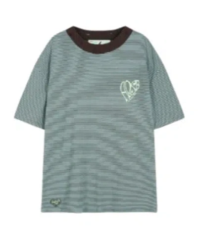Andersson Bell Heart-shaped Striped T-shirt In Green