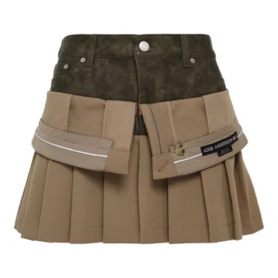 Andersson Bell Inside Out Pleats Skirt In Neutral
