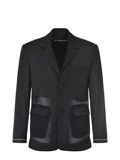 Andersson Bell Black Inside Out Stripe Sheer Blazer
