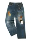 Andersson Bell Navy Patchwork Printed Denim Trompe L'oeil Jeans