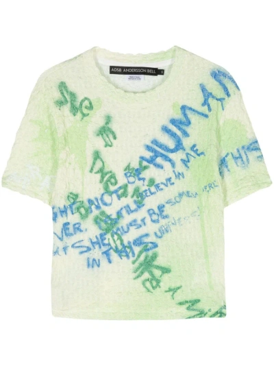 Andersson Bell Jenny Sprayed-effect Cropped T-shirt In Green