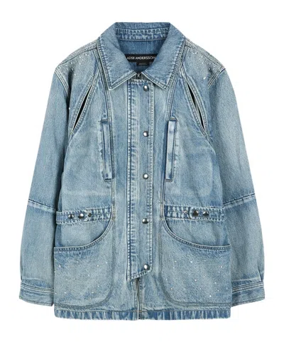 Andersson Bell Jeweled Denim Jacket In Blue