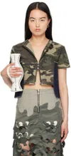 Andersson Bell Khaki & Indigo Camouflage Denim T-shirt In Khaki Indigo
