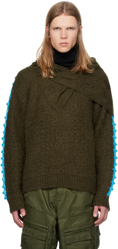 Andersson Bell Khaki Arelin Shawl Layered Sweater