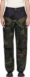 Andersson Bell Khaki Camo Double Waist Work Wide-leg Trousers In Multi