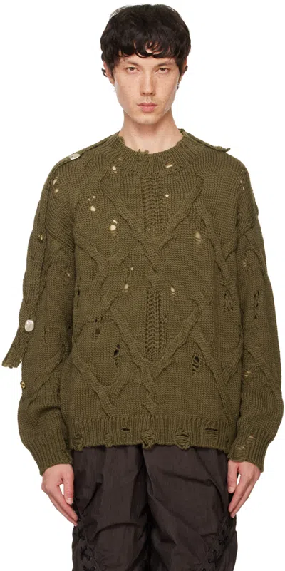 ANDERSSON BELL KHAKI FISHERMAN BUTTON SWEATER