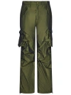 ANDERSSON BELL KHAKI GREEN SATIN CARGO TROUSERS