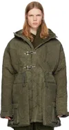 Andersson Bell Khaki Lace-up Fishtail Parka In Khaki