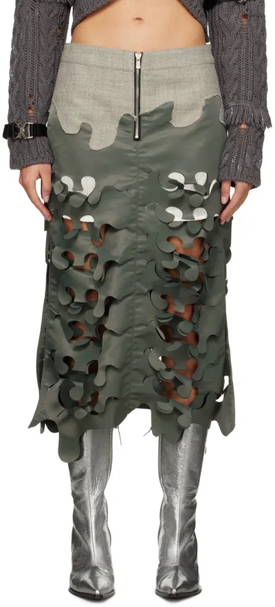 Andersson Bell Khaki Laser Cut Maxi Skirt