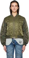 Andersson Bell Khaki Mesh Sleeve Bomber Jacket In Khaki