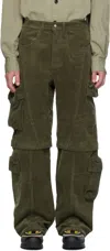Andersson Bell Khaki Milano Corduroy Cargo Pants In Khaki