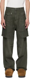 Andersson Bell Khaki Raptor Layered Wide-leg Jeans In Green