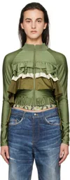 Andersson Bell Khaki Riley Ruffle Tight Zip Up Jacket In Khaki