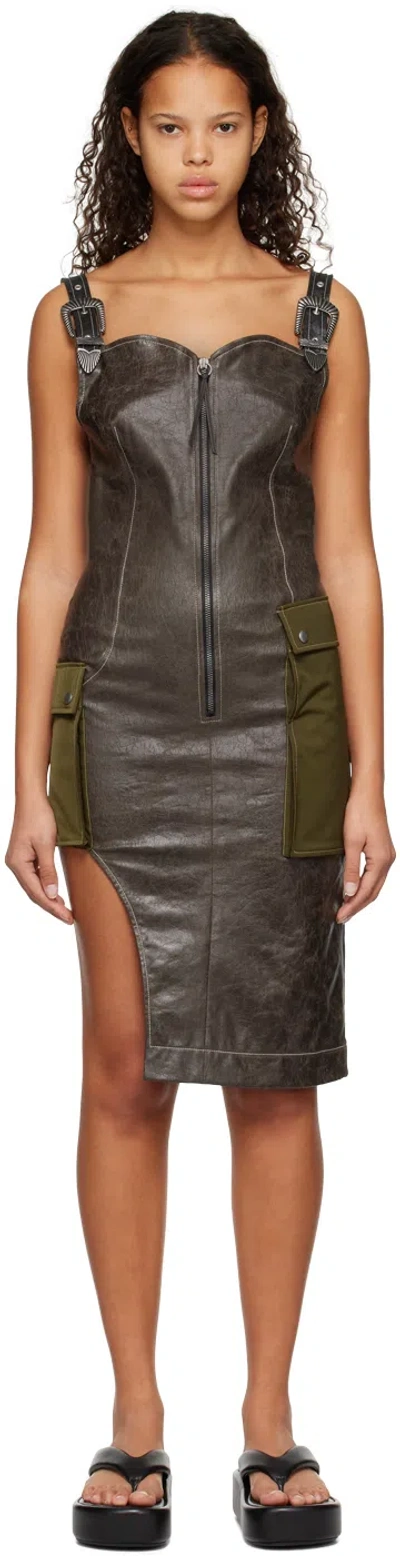 Andersson Bell Buckle-detail Sleeveless Dress In Khaki