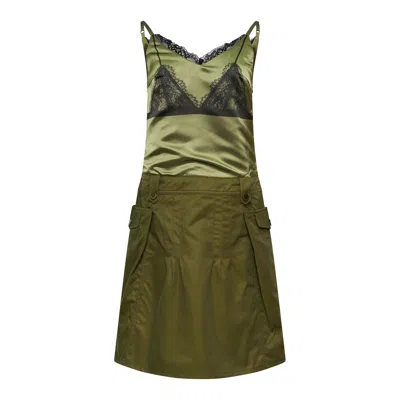 Andersson Bell Lace Bra Printed Cargo Dress In Green