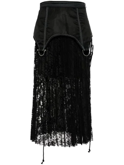 Andersson Bell Lace Combination Maxi Skirt In Black