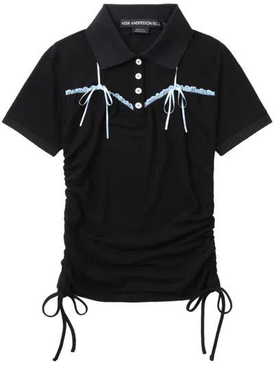 Andersson Bell Lace-detailing Polo Top In Black