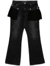 Andersson Bell Black Flower Lace Attached Bootcut Jeans In Black