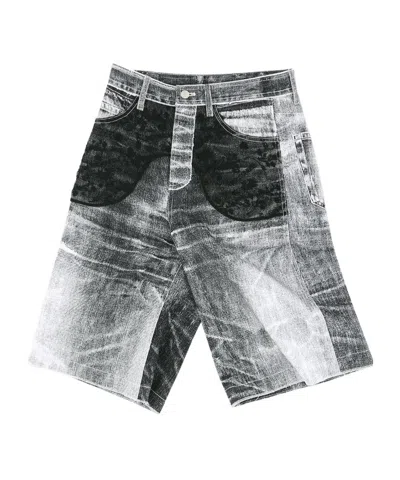 ANDERSSON BELL LACE-PANELS DENIM SHORTS
