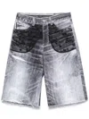 Andersson Bell Lace-panels Denim Shorts In White