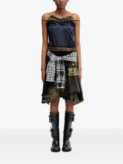Andersson Bell Patchwork-midikleid Mit Spitzenbesatz In Green