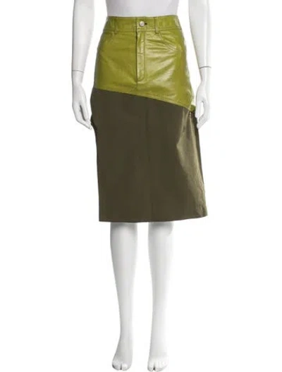 Pre-owned Andersson Bell Lambskin Midi Length Skirt In Green