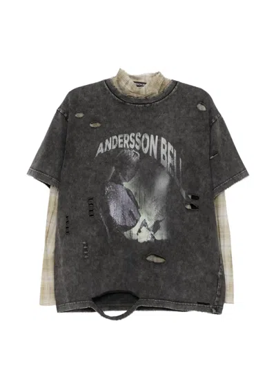 Andersson Bell Layered Distressed T-shirt In Gray