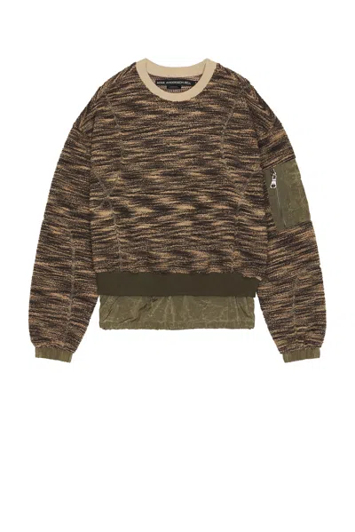 Andersson Bell Layered Fleece Sweater In Khaki