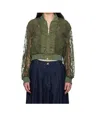 Andersson Bell Layered Logo Lace Short Bomber Jacket In Green
