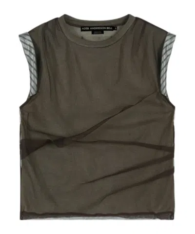 Andersson Bell Layered Mesh Pleated Top In Green